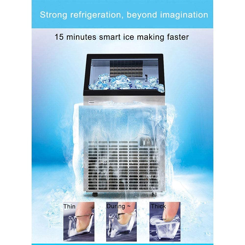 Iiposaqq Ice Cube Maker Commercial Ice Maker 50 Kg Of Ice Per 24 Hours Adjustable Thickness 36 Cubes Per 15 Min Great For Pub Restaurants Hotels Coffee Shops Stainless Ste on Fridge.com - View 6