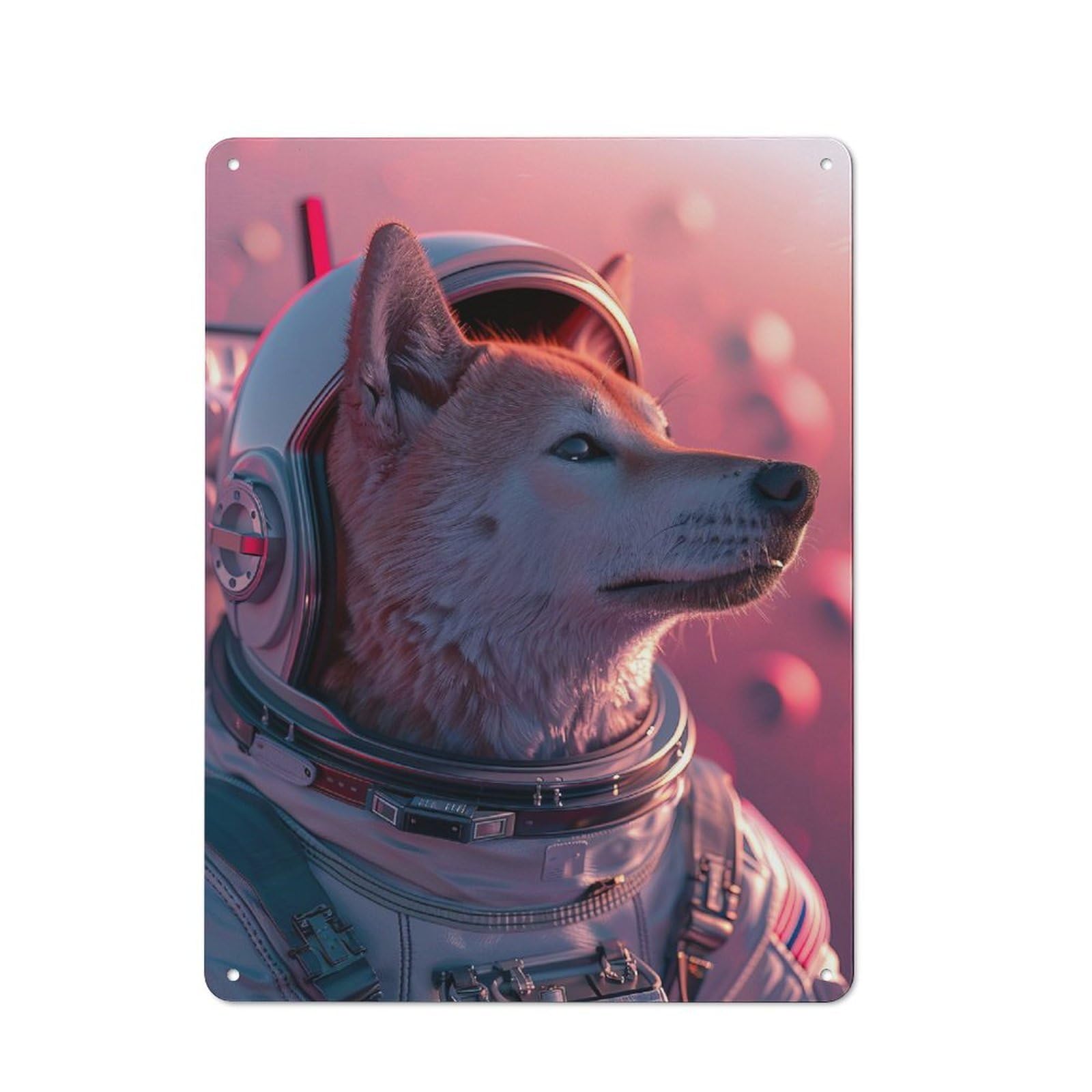 Classic Kishu Ken Astronaut Metal Sign 40x30cm, Classic Pub Decor for Diner, Restaurant, Shed Or Kitchen