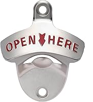 Vista 6 de Abridor de cerveza de acero inoxidable montado en la pared con tapa colector drenado estrecho (plata cepillada)