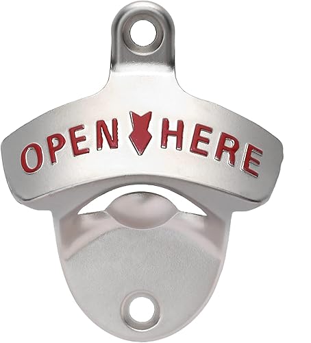 Miniatura 6 de Abridor de cerveza de acero inoxidable montado en la pared con tapa colector drenado estrecho (plata cepillada)