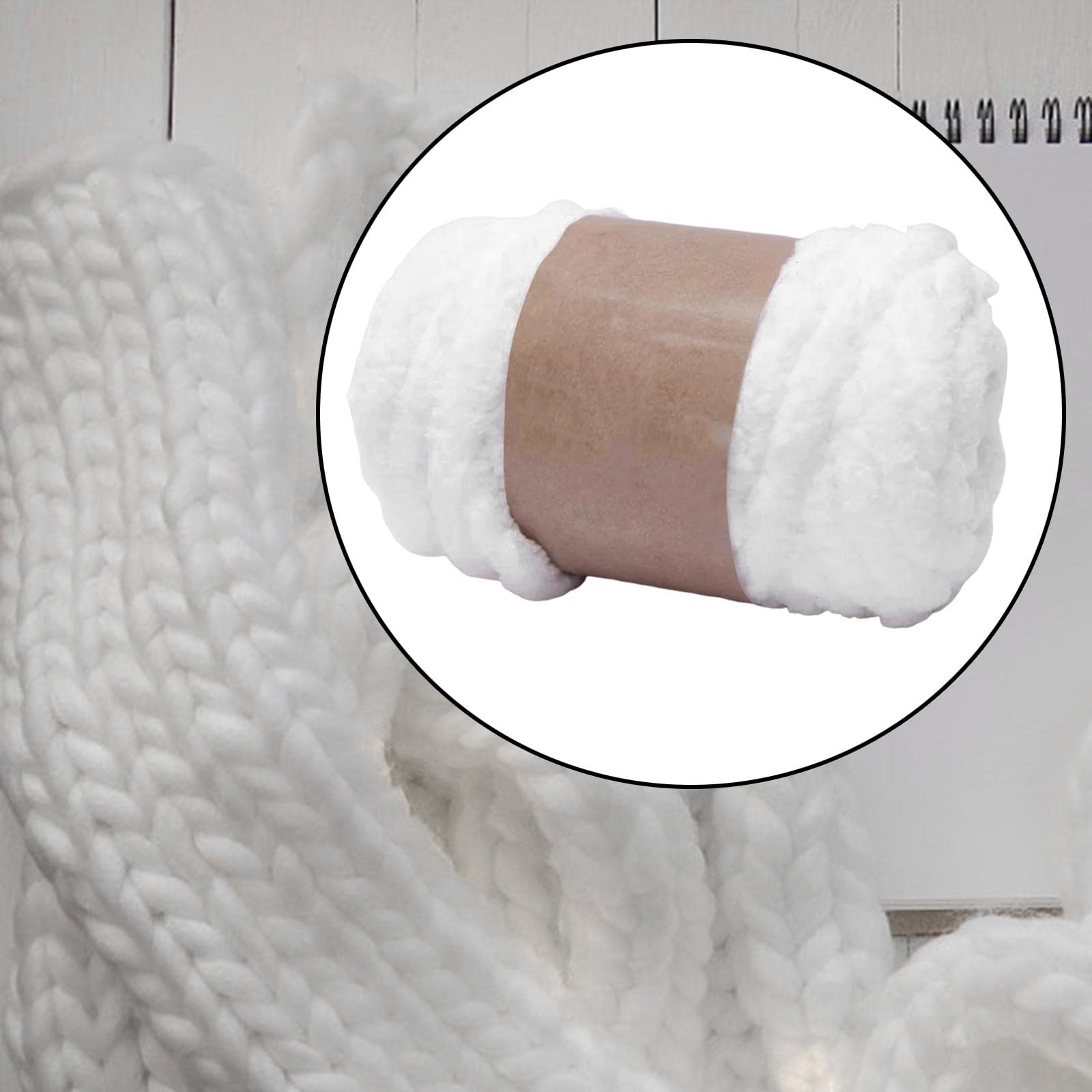 LOVIVER Chunky Wool Yarn Jumbo Yarn for Knitted Blanket Weaving, Sweater, Pet Bed - White, 2 cm - Image 3