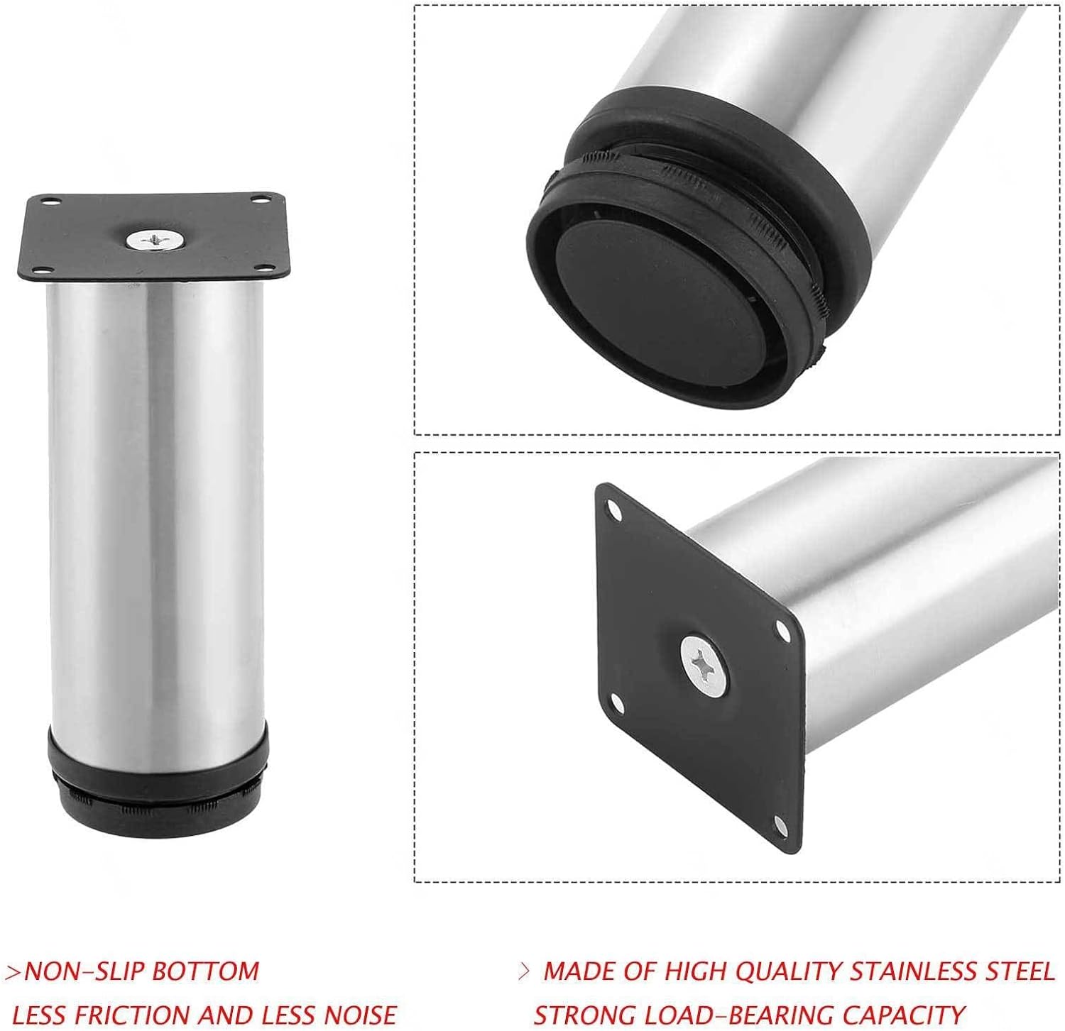 4 Pack Furniture Legs Sofa Legs Kitchen Cabinet Adjustable Feet Stainless Steel Legs for Table for Furniture, Kitchen, Desk, Table Legs, Furniture Legs,60mm(2.36in) ()