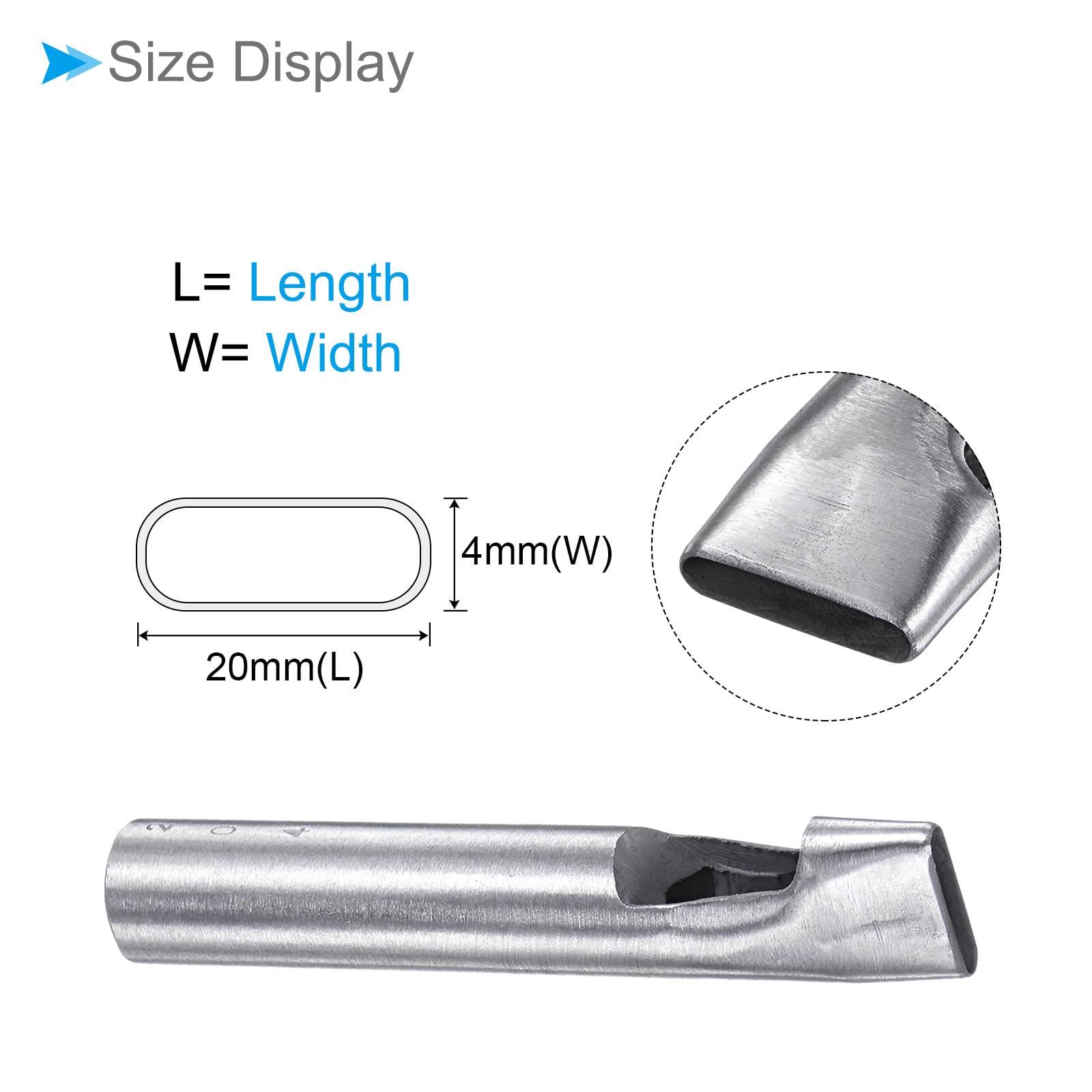 CoCud Hollow Punch, 4mm x 20mm Hole, 45# Steel Oval Shaped Gasket Tool - (Applications: for Leather DIY Leathercraft Wallet) - Image 2