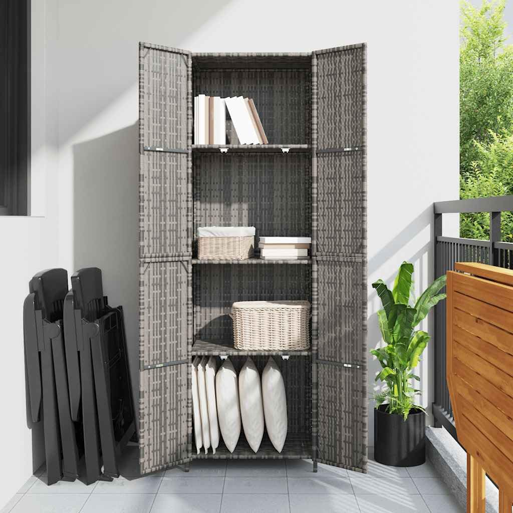 Tomostar Armoire de Rangement en Résine, Armoire Haute de Jardin Abri de Jardin Meuble Extérieur Gris 59x40x180 cm Résine tressée
