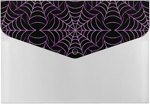 Carpeta de archivos de tela de araña púrpura con bolsa organizadora de archivos portátil tamaño A4