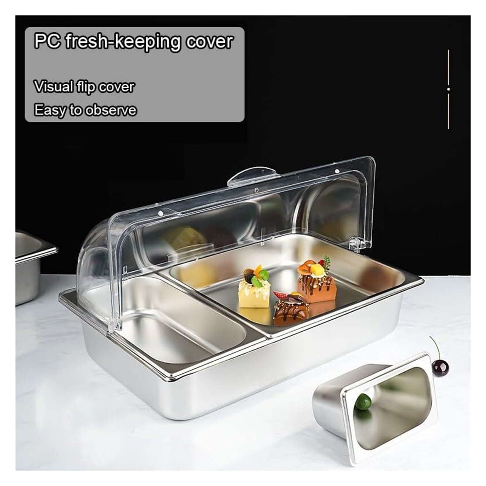 Estante para especias, dispensador de condimentos para encimera con tapa transparente para uso comercial en restaurantes y cocina