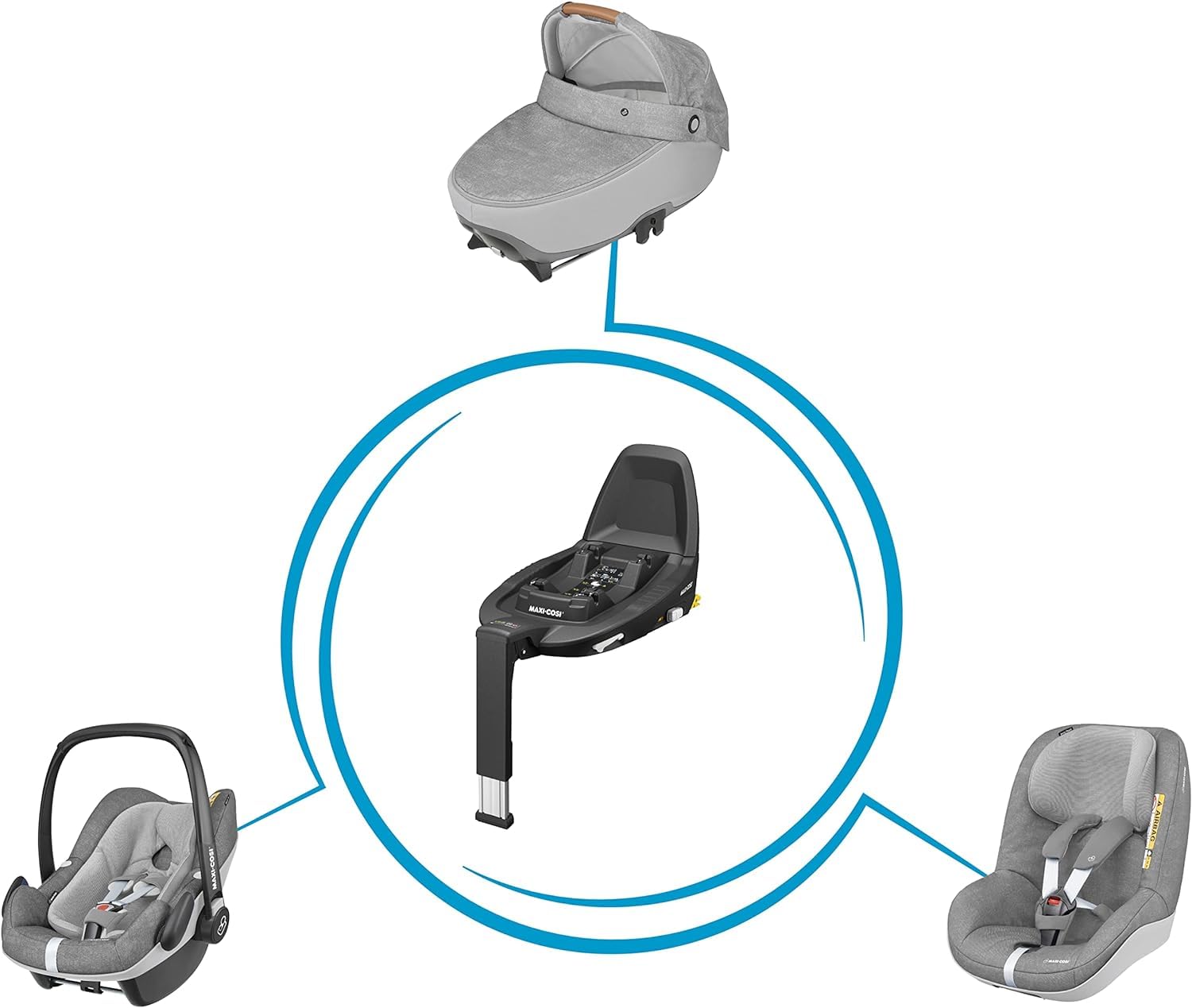 Maxi-Cosi Baza FamilyFix3 ISOFIX Pasuje do Fotelików Samochodowych Tinca, Rock, Pebble Plus i Pearl Smart i-Size, Od Urodzenia do 4 lat, 40 — 105 cm, 0 — 18 kg
