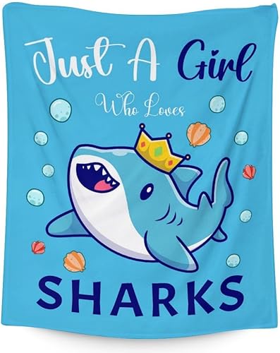 Manta de tiburón para regalar – Manta de 40 x 50 pulgadas para adultos y niños, manta de felpa suave azul para sofá