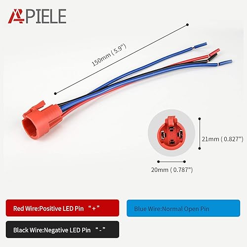 Miniatura 4 de Interruptor de botón momentáneo de 0.79 pulgadas, interruptor APIELE 10A 1NO de acero inoxidable IP65 a prueba de agua (12-24 V LED redondo alto)