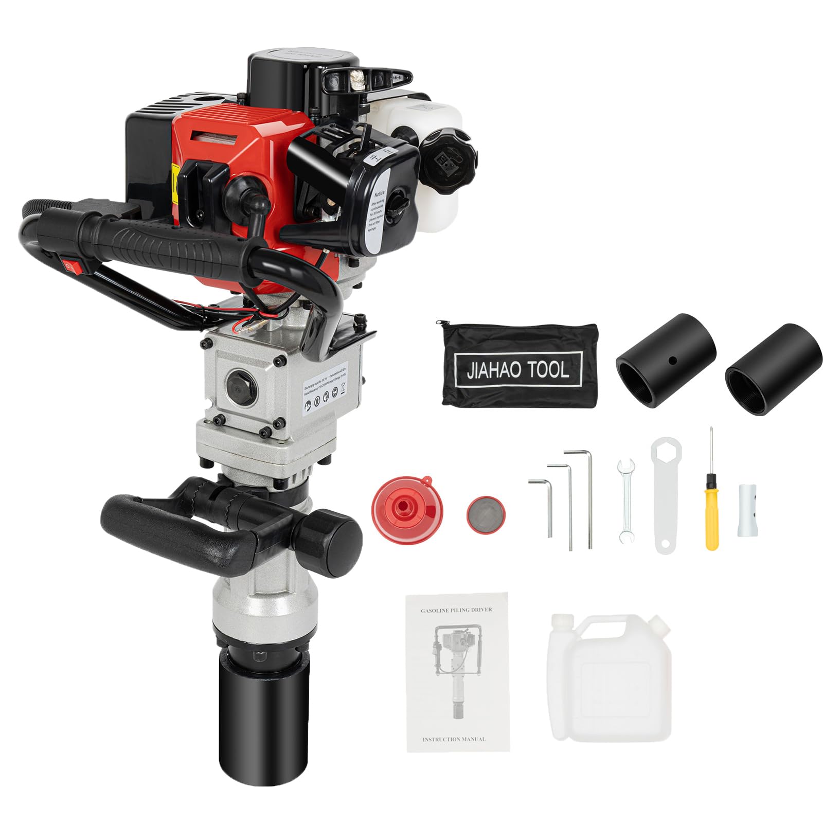 32.6CC T Post Driver Gas Powered, 2 Stroke Farm Piling Drive Gasoline Fence Post Driver, Air Cooling Single Cylinder Petrol Pile Driver Hammer for Fences, Stakes, Buildings (32.6CC)