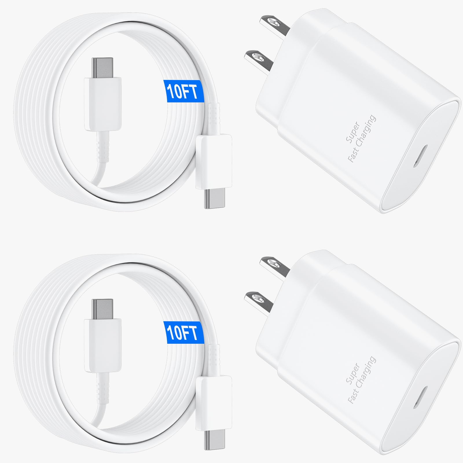 USB C Android Charger Fast Charging Cord, Super Fast Phone Chargers 10FT C to C Type Cable with 25W USBC Wall Block for Samsung Galaxy S26 S25 S24