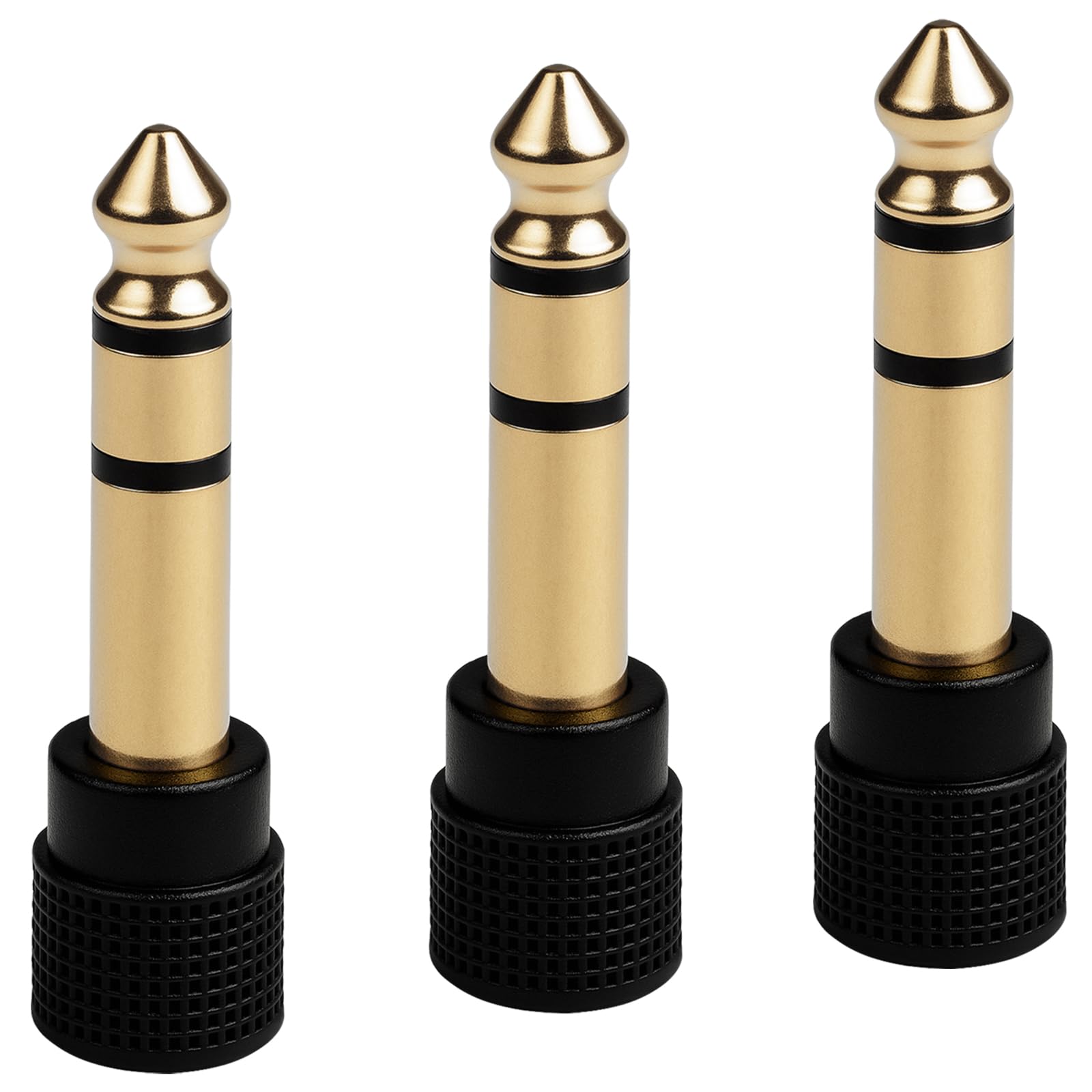 Paquete de 3 adaptadores de audio de 6,35 mm macho a conector de auriculares estéreo hembra de 3,5 mm, chapado en oro