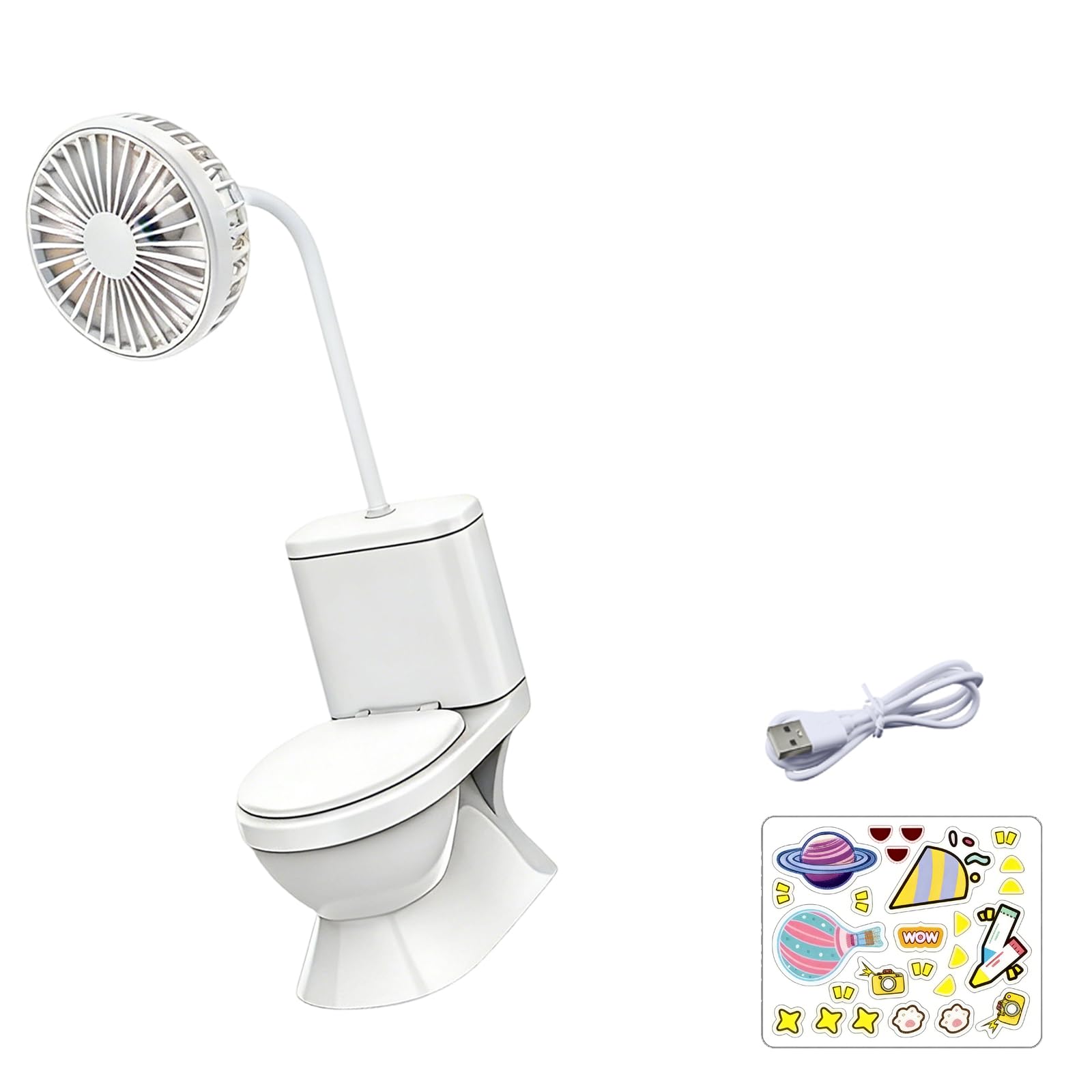 Hsyzygian Toilet Shaped USB Desk Fan with Quiet Operate USB Rechargeable Cooling Fan for Offices and Home Use Low Noise Bedroom