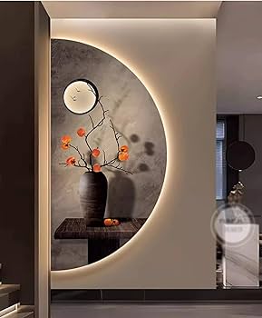 Amazon.co.jp: 半円壁アート装飾 LEDライト付き 壁彫刻 壁掛け
