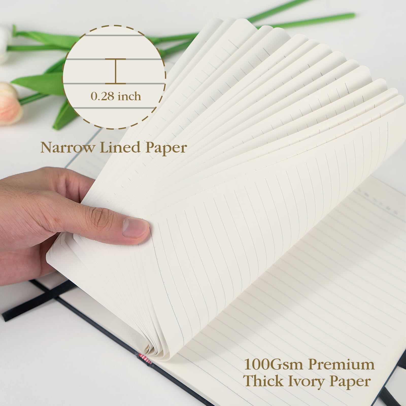 ONAVIA A5 liniertes Tagebuch, 100 g/m² dickes Papier, 8 Stück, Hardcover-Tagebuch, Notizbücher zum Schreiben, Arbeit, Reisen, Schule, College, linierte Tagebücher für Damen und Herren, PU-Leder,