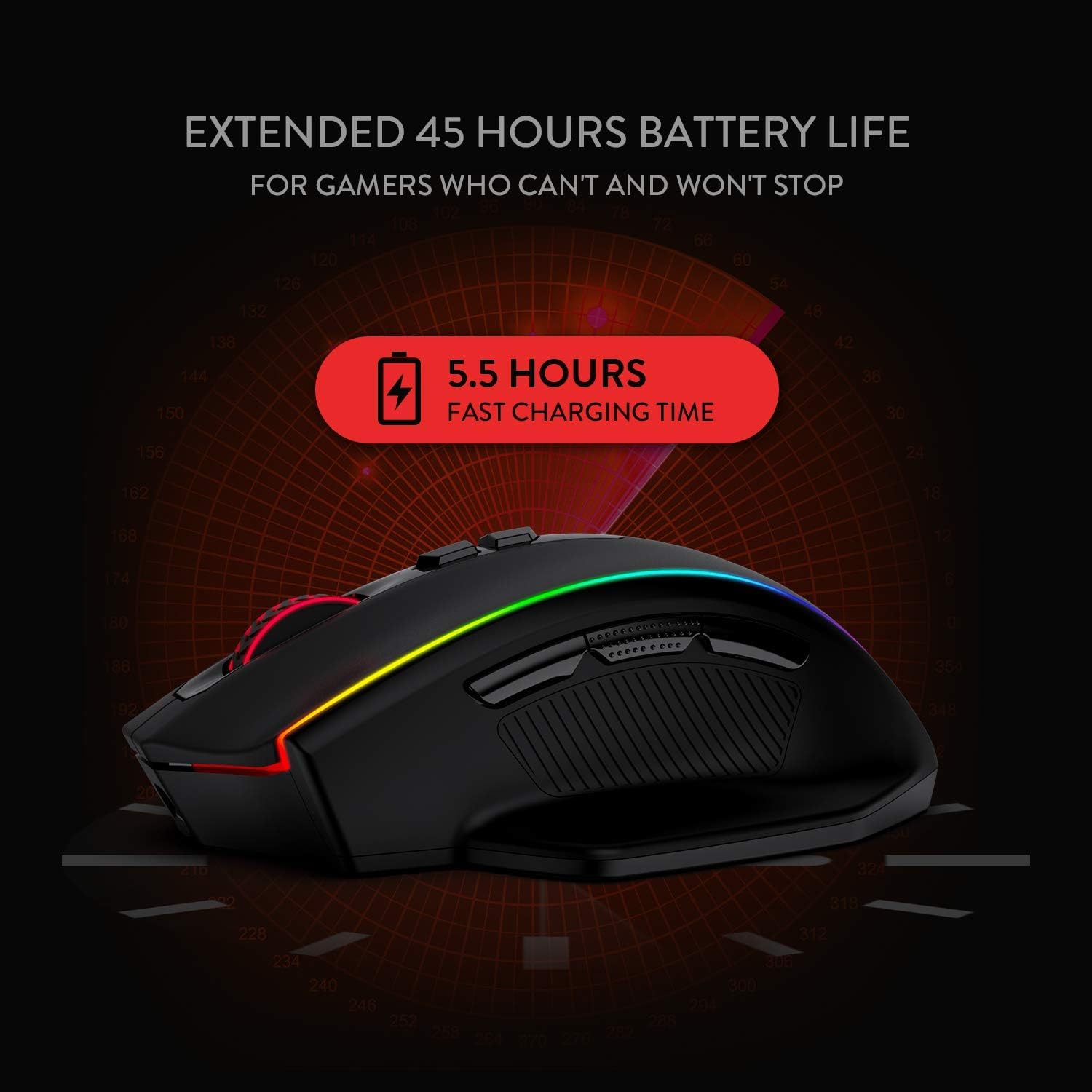 M686 - Ratón inalámbrico para juegos, 16000 DPI con cable/inalámbrico con sensor profesional, capacidad de alimentación confiable de 45 horas, macro personalizable y retroiluminación RGB para 6