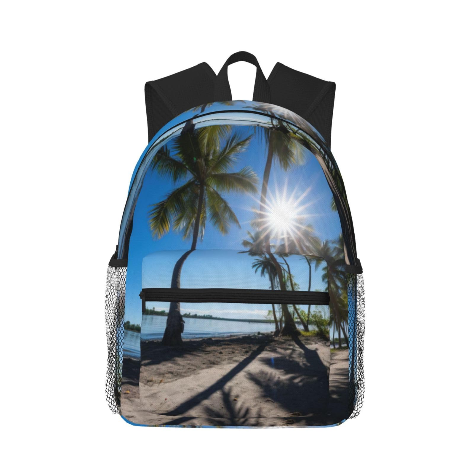ASSORT Beach Palm Tree Print Laptop Backpack Anti Water Bag For Men Women, Travel, College, Work, And Business