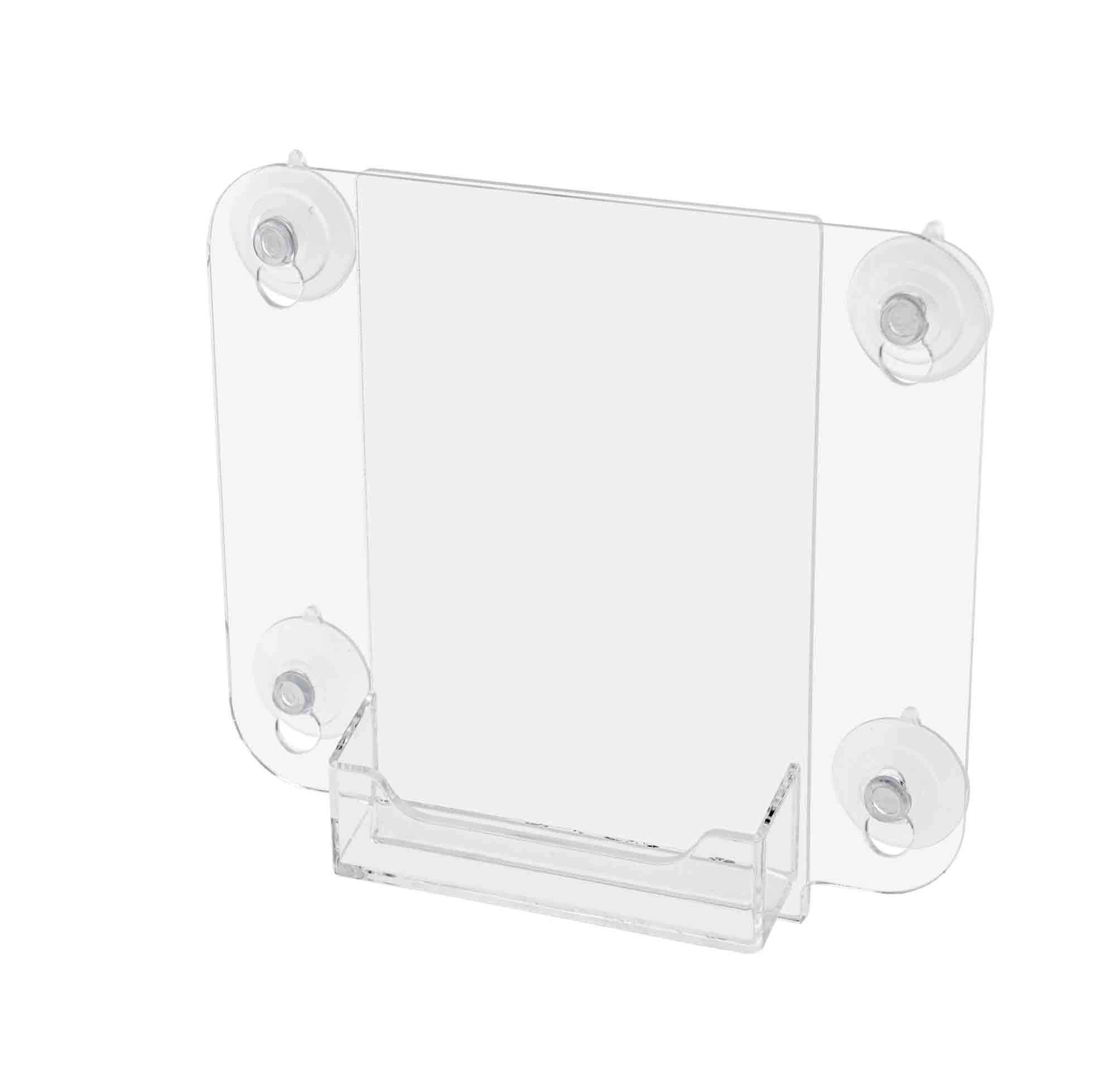 Window Sign Holder 4" x 6" with Suction Cups and 3.5" x 2" Business Card Pocket Multi Slot Sleeve for Notices Announcements and Promotions for