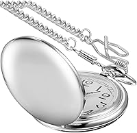 Vista 2 de Smooth Silver Color Reloj de bolsillo de cuarzo para hombre, reloj de bolsillo con escala de números arábigos, reloj de bolsillo de cuarzo