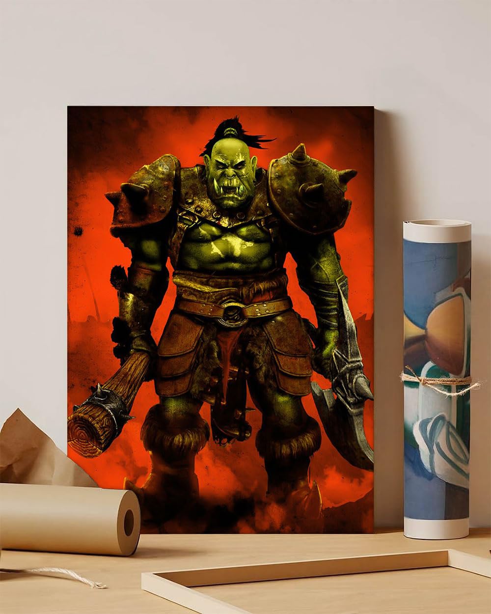GADGETS WRAP Canvas Gallery Wrap Framed for Home Office Studio Living Room Decoration (11x14inch) - Orcish Raider