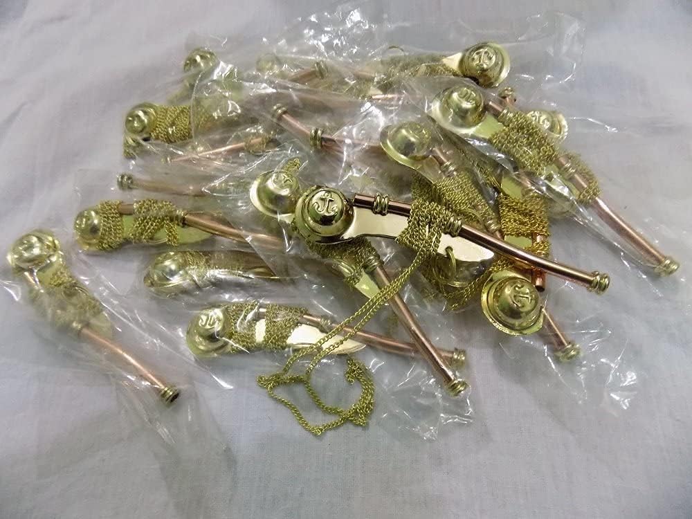 ARTIZANSTORE Brass Copper Boatswain 5" Whistle with Chain Bosun Call Pipe Nautical - Set of 20