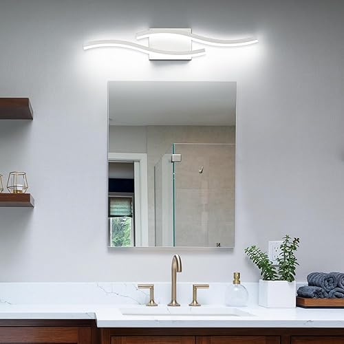 Miniatura 2 de PRESDE Lámpara LED de tocador de baño de 24 pulgadas, moderna lámpara de pared de níquel cepillado sobre espejo regulable