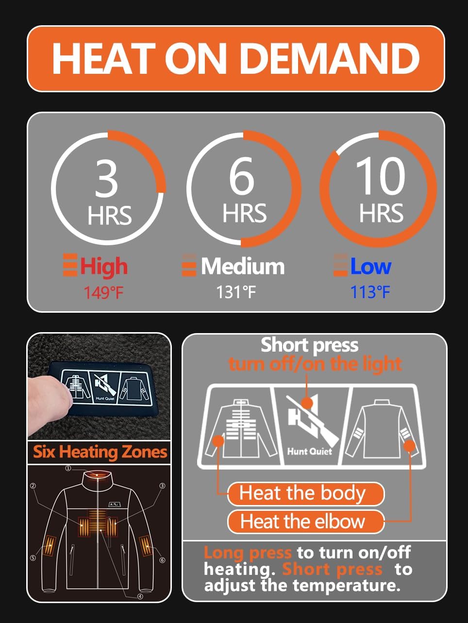 Men’s Heated Jacket Fleece with Power Bank, Rechargeable Coat for Hunting (Next Camo G2,Black,Size M-XXL) - Image 3