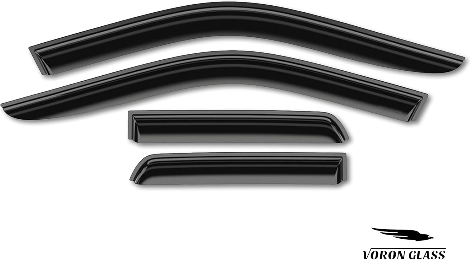 Voron Glass Tape-on Extra Durable Rain Guards for Trucks Dodge RAM 1500 2019-2025 Quad Cab, Window Deflectors, Vent Window Visors, 4 Pieces - 130087