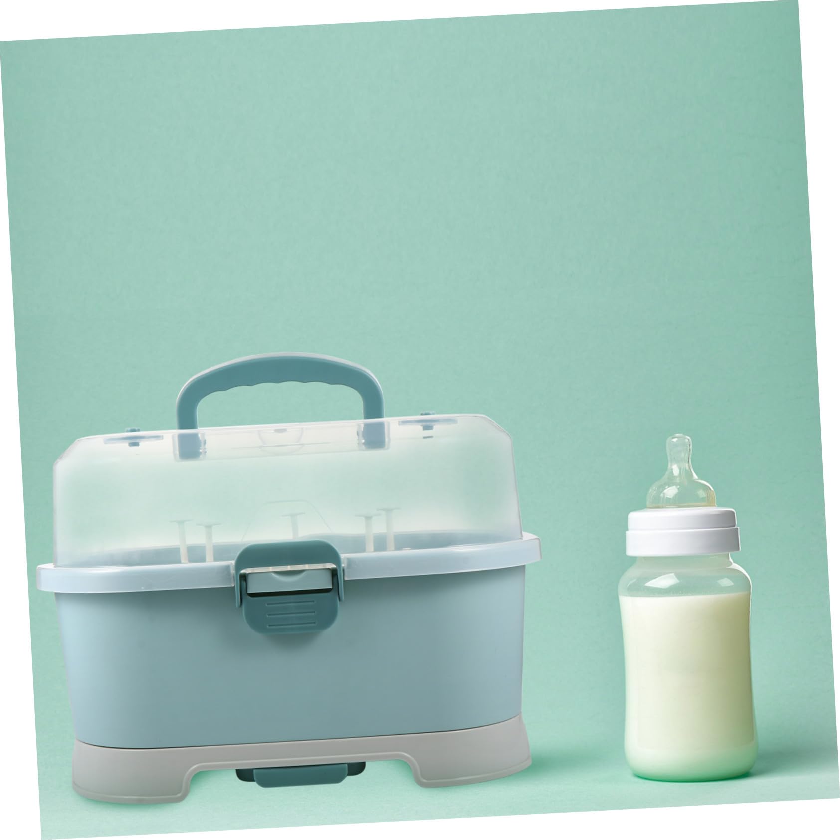 Große Milchflaschenbehälter Aufbewahrungsbox für Babyartikel Blau Pp | 1 Stück, Tragbar für Reise und Zuhause, Geeignet für Spielzeug und Milchflaschen