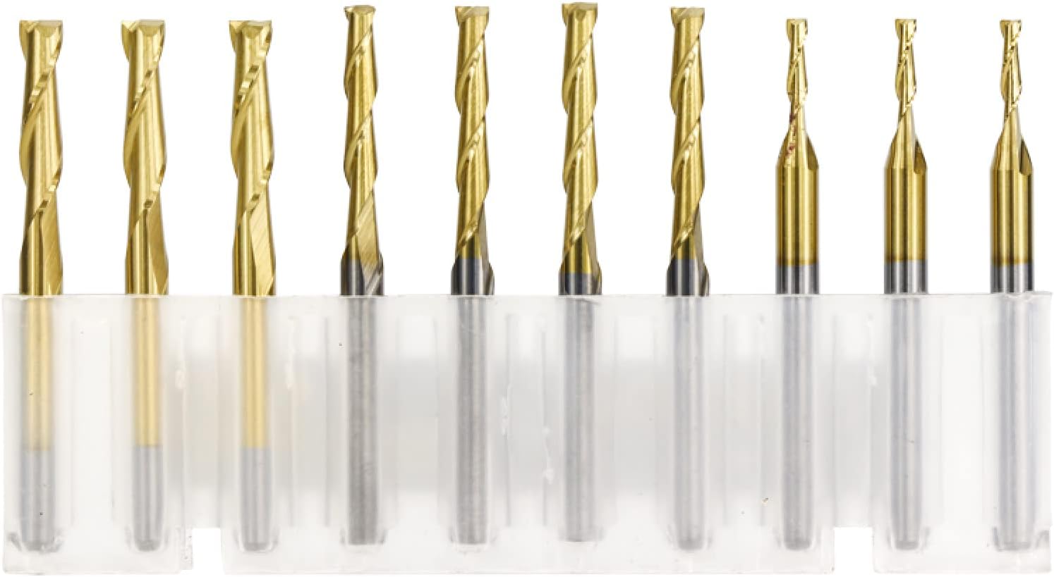 Drill Bit 2 Flute Flat End Mill 10pcs 3.175mm Shank Spiral Milling Cutter Titanium Coated Carbide End Mills,2.0x3.175x17mm