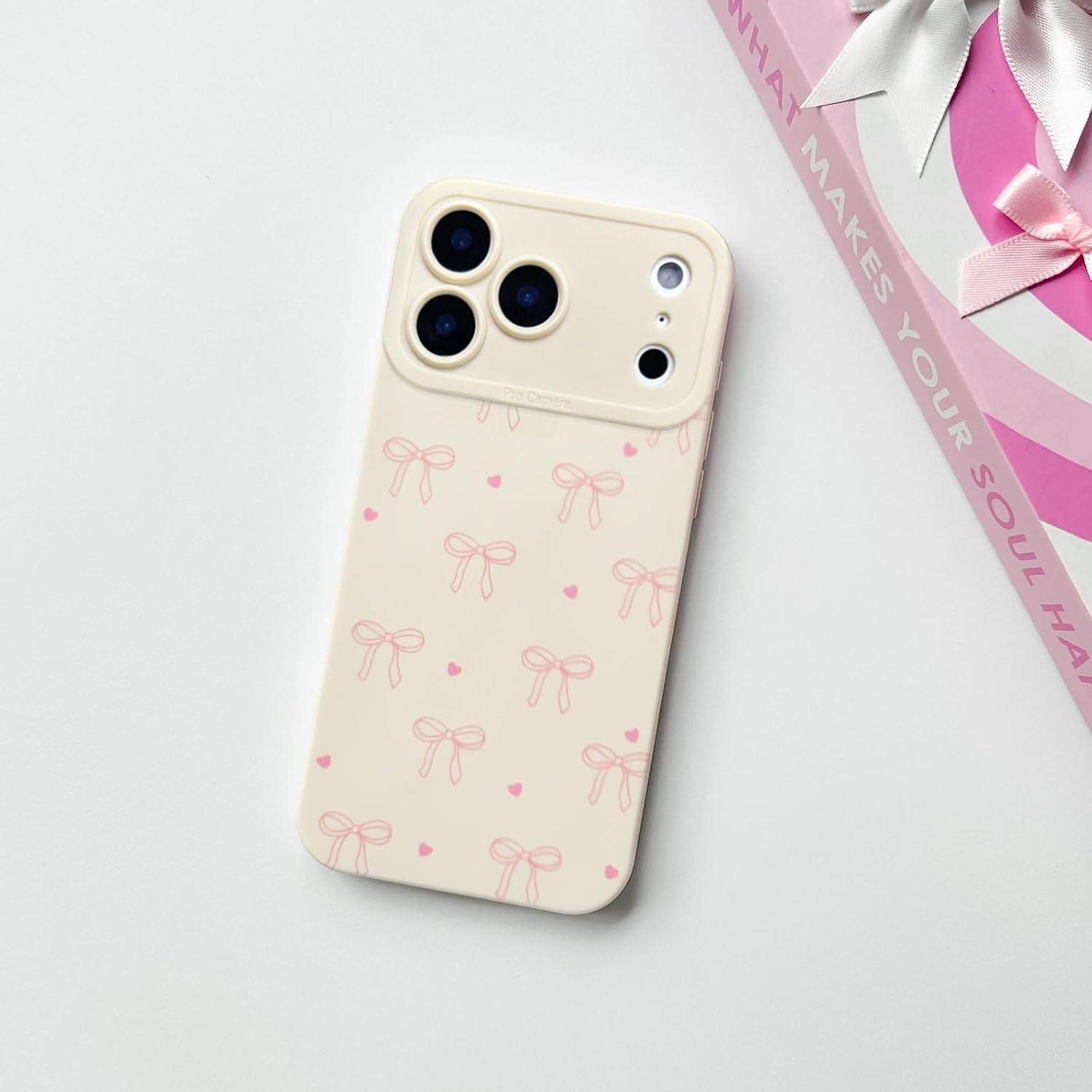 NITITOP Compatible for iPhone 17 Pro Max Case Cute Bow Knot - Pink