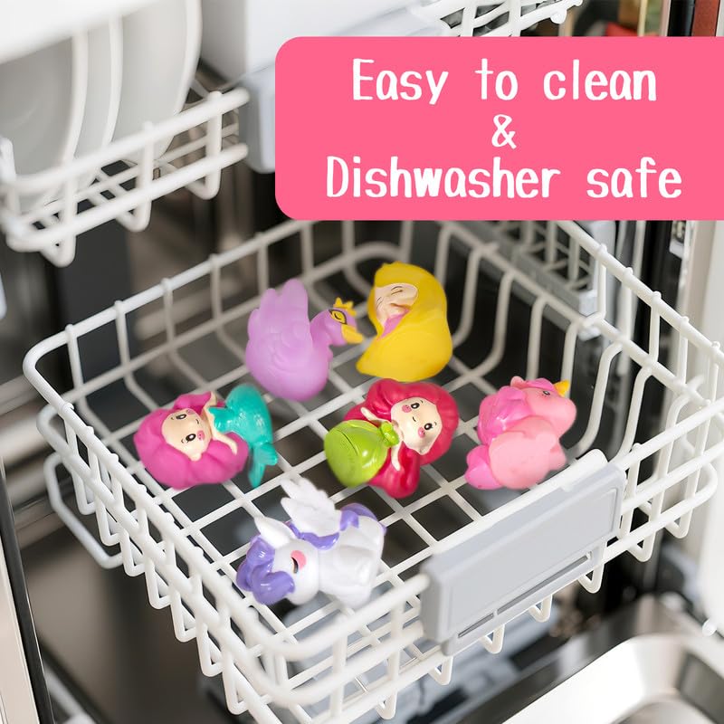 Juguetes de baño sin agujeros para bebé, juguetes de bañera para niñas con almacenamiento y red, sellados, flotan en el agua 6