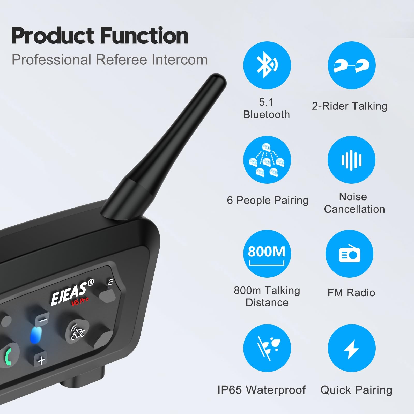 V6C Lot de 2 interphones Bluetooth pour arbitre, 850 mAh Full Duplex 1200 m sans fil avec casque d'arbitre et brassard de course pour football, hockey, rugby, sport, USB-C