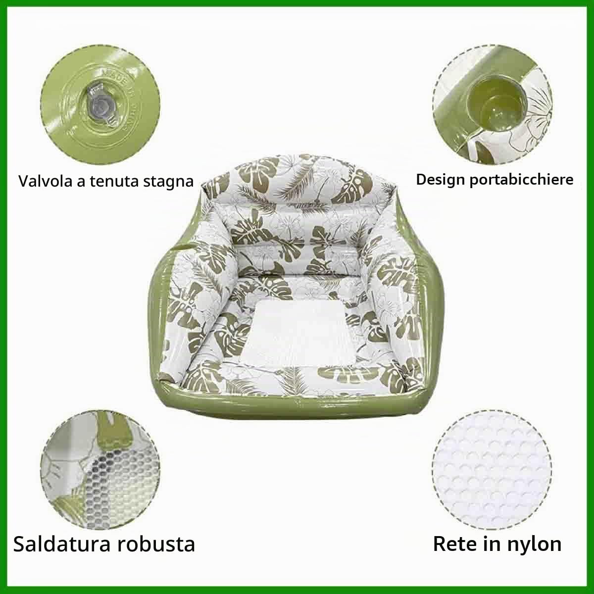 Poltrona gonfiabile 3-in-1 per piscina per adulti,Amaca Galleggiante per Piscina,Materasso ad aria,sedia galleggiante,divanetto galleggiantes con portabibite,per Esterni,Spiagge,Laghi