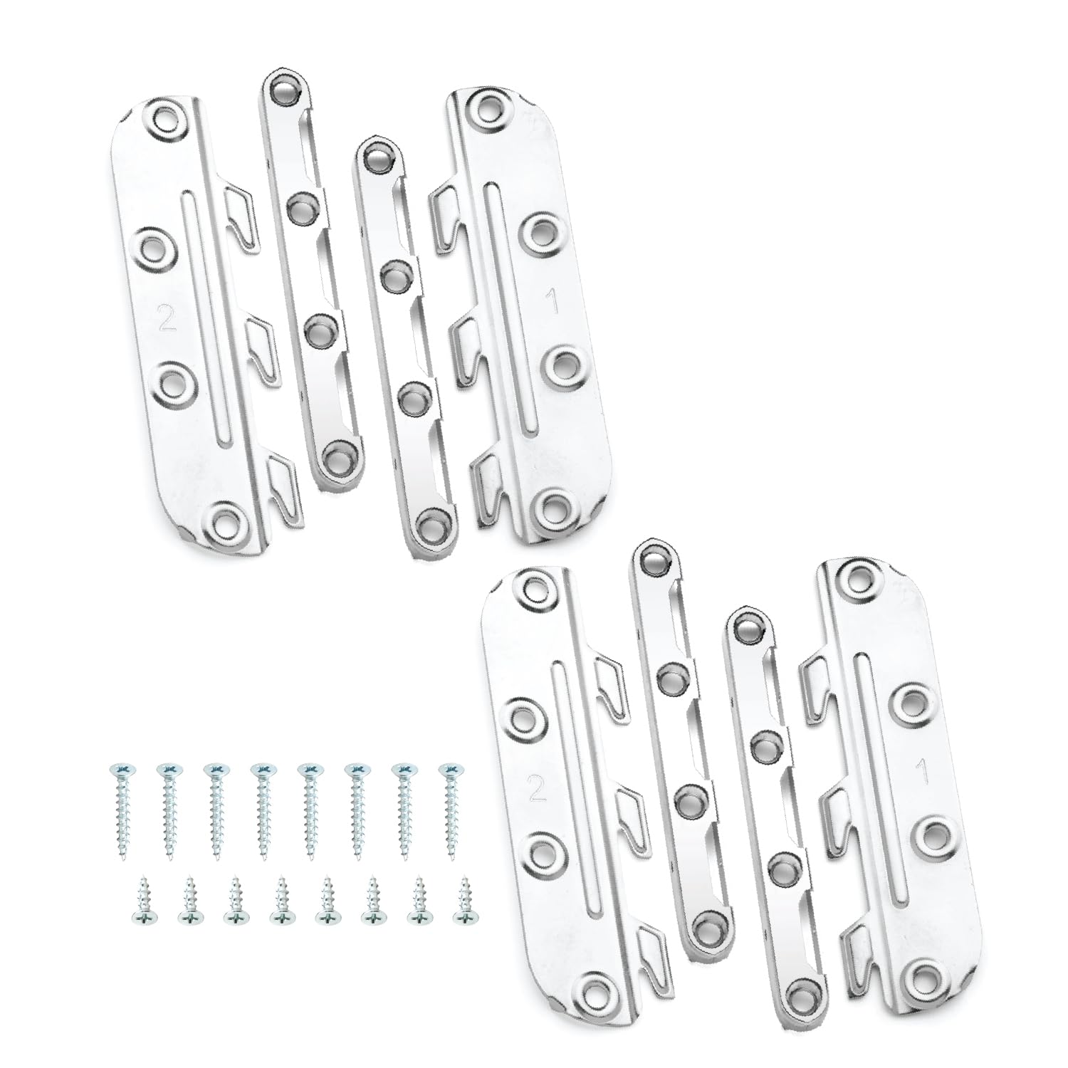 POWERTEC Bed Frame Brackets Surface Mounted - 4PK, Bed Frame Hardware Kit w/ Mounting Screws for Headboard Hardware, Bed Hooks, Locks, Hinge Rail, No Mortise Bed Rail Brackets, Repair Kit - 71425E