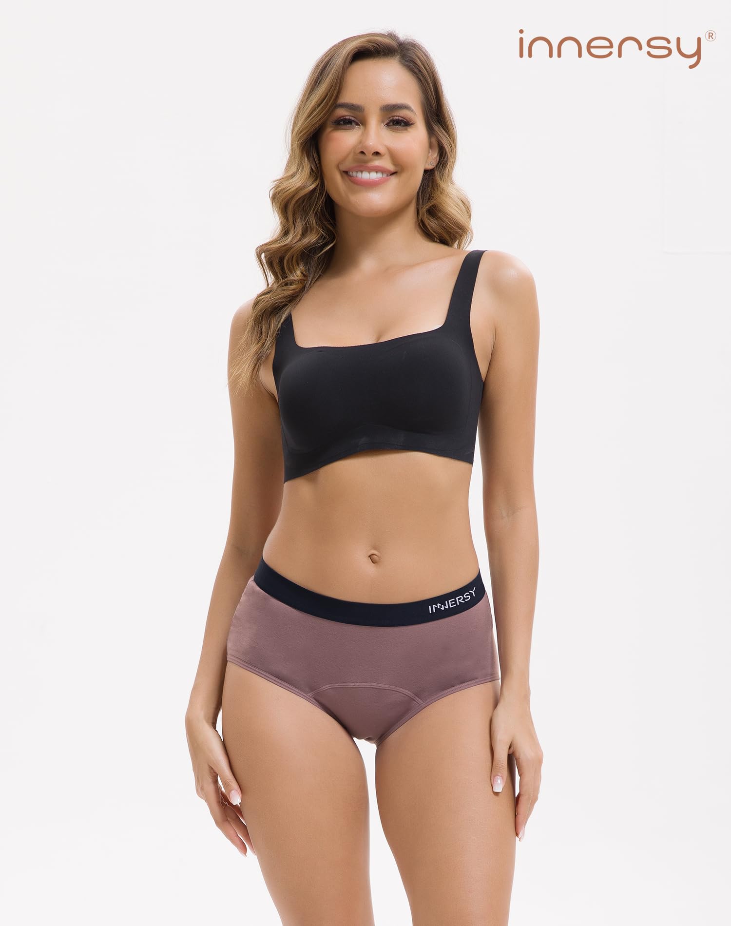 INNERSY Mutande Ciclo Mestruale Donna Vita Media Lavabili Slip Mestruali Flusso Leggero Pacco da 3