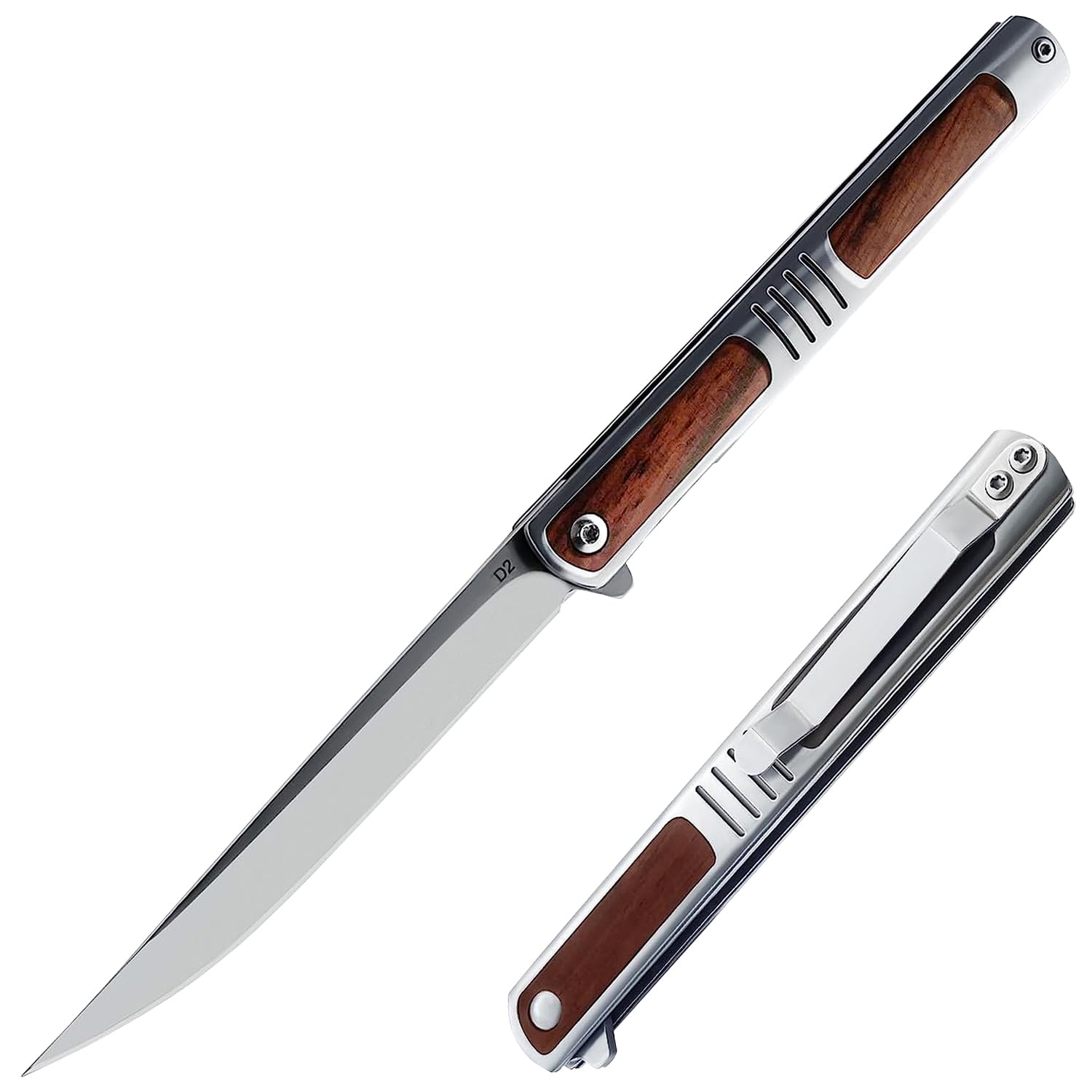 Pocket Knife for Men, Folding Knife with Clip, with D2 Steel Blade, Safety Liner Lock, Sharp Knife for Outdoor Tactical Survival Camping Hunting Fishing, Cool Knifes for Dad