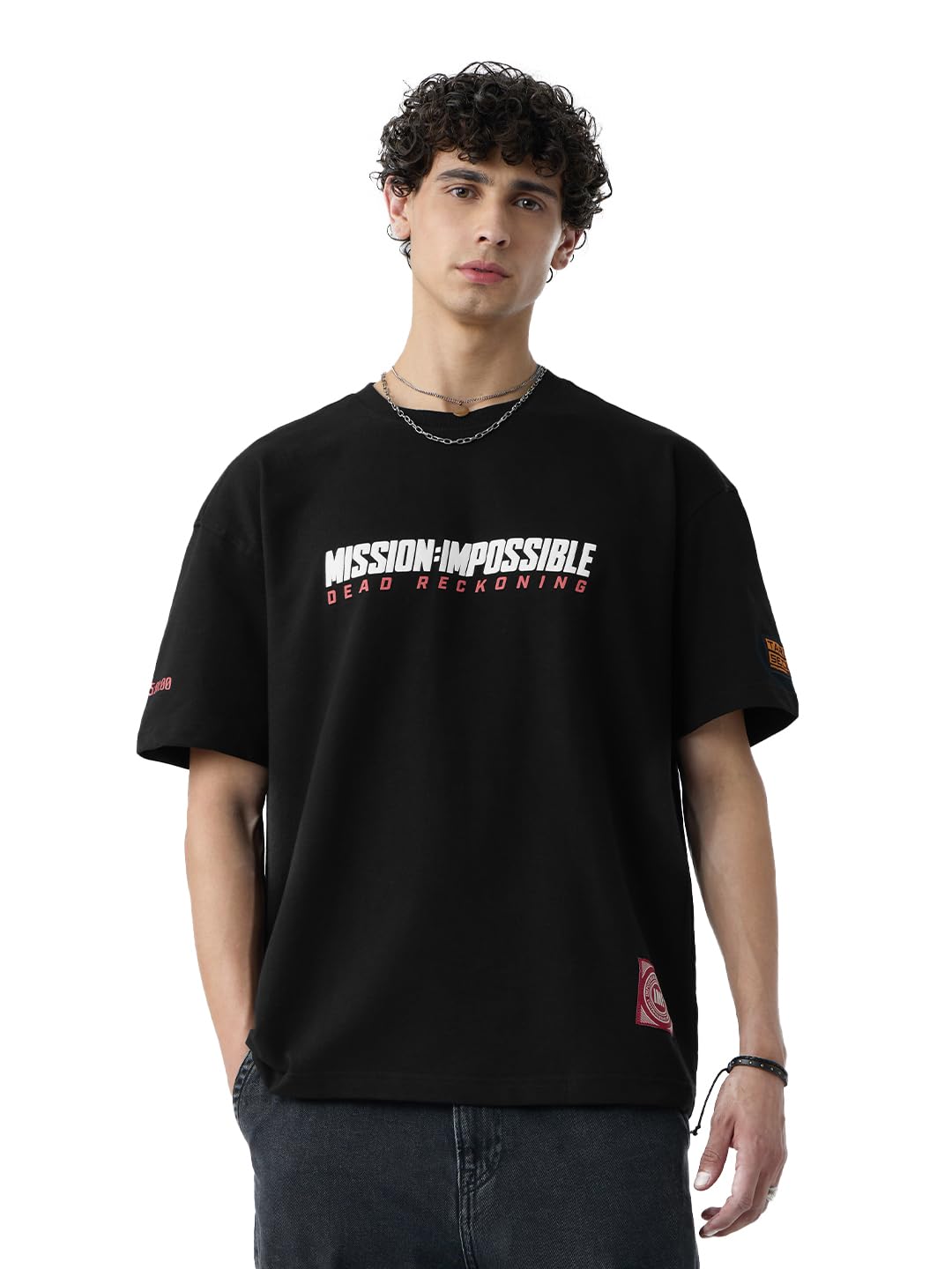 the souled store Mission Impossible: Ethan Hunt Men and Boys Short Sleeves Round Neck Black Graphic Printed Cotton Oversized T-Shirts-picture-52