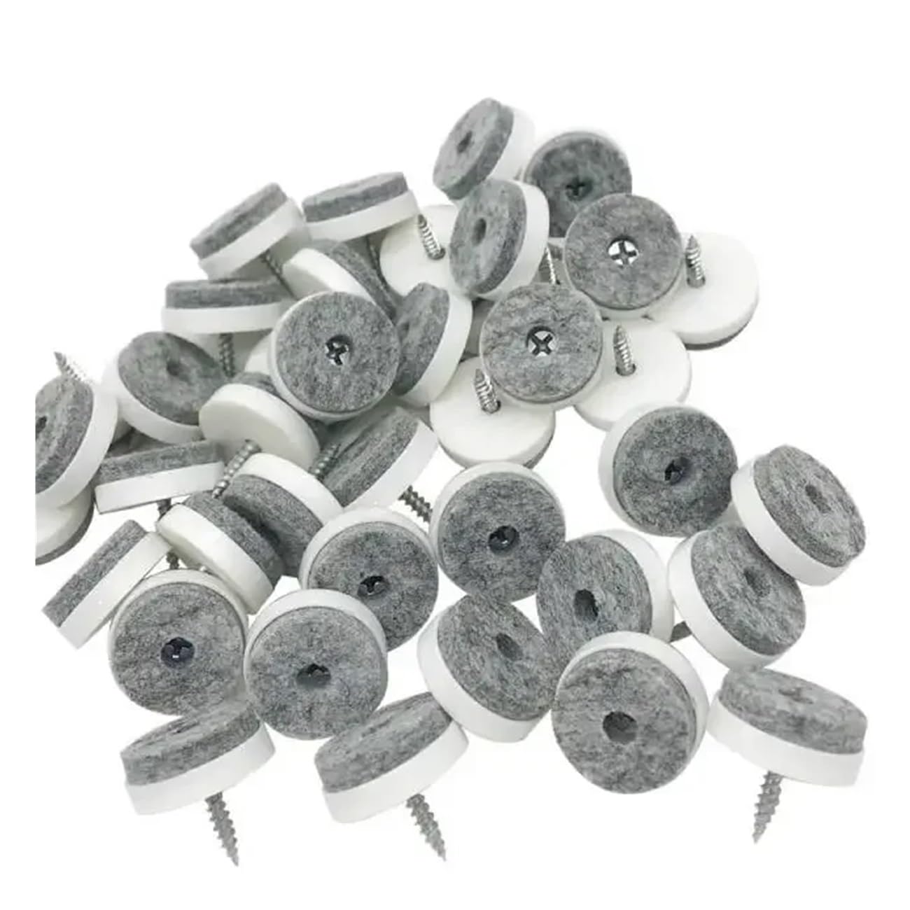 Furniture Pads 20pcs Furniture Glide Screw in Chair Glides Pad with Thick Felt Pads Round Floor Protector for Wooden Table Desk Leg Sofa Feet(White 24mm)