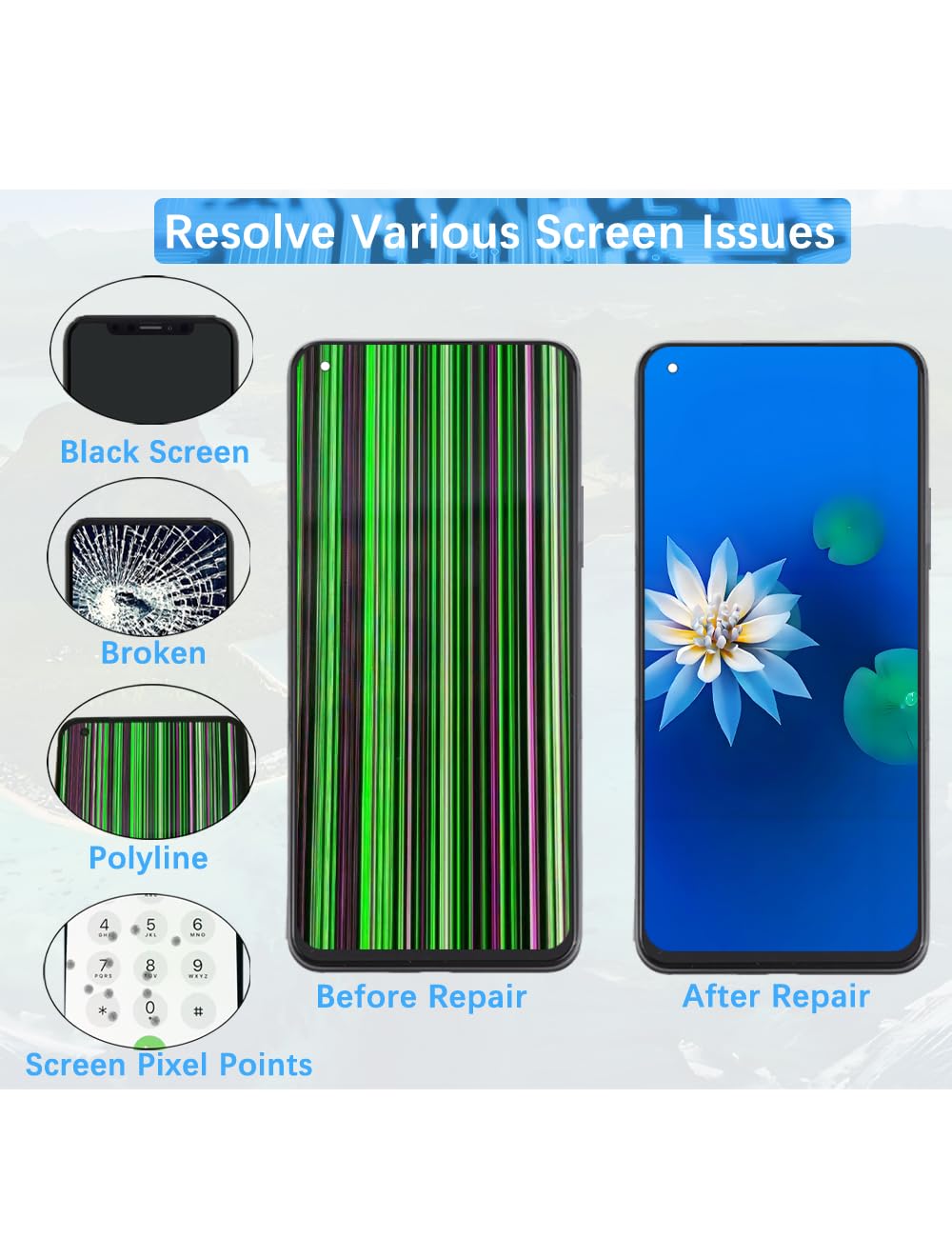 H&LYCYJ Display per Xiaomi 11 Lite 5G NE/Mi 11 Lite 4G TFT 2109119DG 2107119DC 2109119DI - Kit di ricambio per schermo LCD (nero con cornice)