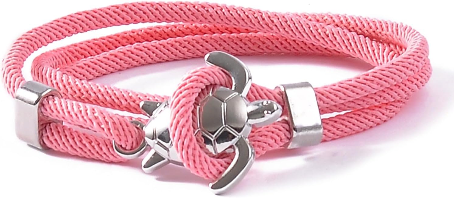 Sea Turtle Wrap Bracelet Silver Color- Unique Design, Adjustable Nylon, 21" Length