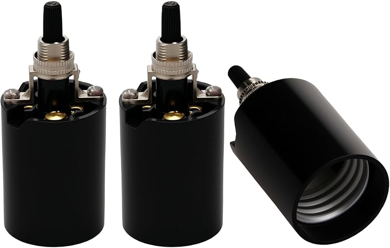 Zócalo de luz E26, JNXQWE fenólico (baquelita) Base media E26 Zócalo de fijación con perilla de giro inferior (3, sin llave)
