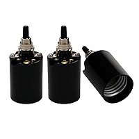 Vista 7 de Enchufe de luz E26 E27, soporte de lámpara de base mediana roscada de baquelita con anillo de sombra, base media fenólica E26 con cable de 6