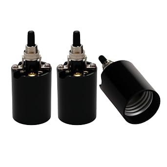 E26 Light Socket,JNXQWE Phenolic Bakelite Medium Base E26 Fixture Socket W/Bottom Turn Knob 3, Keyless