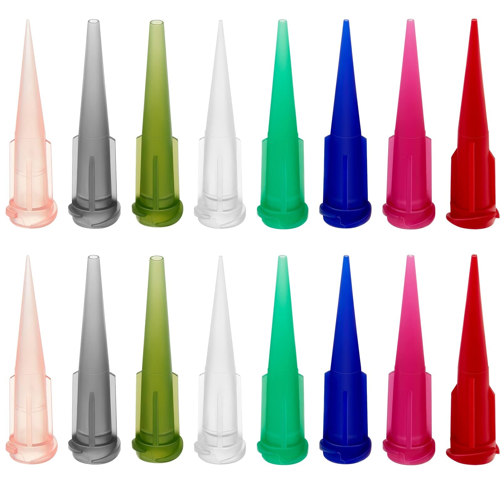 KASTWAVE 160 Pieces Plastic Tapered Pinhead Blunt End Liquid Dispenser Needles Luer Syringe Needle Tip Dispensing Fill Needle for Oil or Glue Applicator, 8 Mixed Size