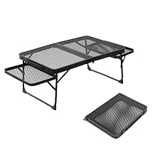 Camping Table, Outdoor Mesh, Heat and Water Resistant, Bi-Fold, Easy Assembly, Lightweight, Compact, Low Table, Load Capacity 55.1 lbs 25 kg, Heat Resistant to 392 F 200 C, Height