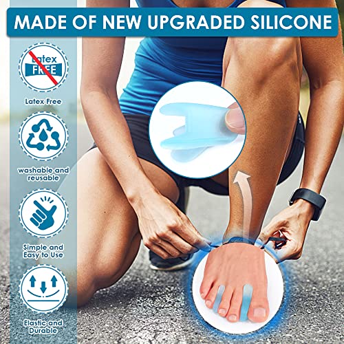 Sumifun 16 Packs Gel Toe Separator, Bunion Corrector and Bunion Relief, Flared Toe Spacers for Overlapping Toe Separators Hammer Toe Straightener for Overlapping Toes(12 Medium + 4 Large Size Blue)