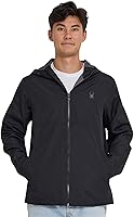 Spyder Men's Packable Rain Jacket - Lightweight Water-Resistant Windbreaker with Adjustable Hood for Golf, Travel, Hiking