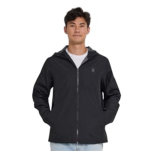 Spyder Packable Rain Jacket Men Water Resistant Windbreaker with Hood Lightweight Rain Coat Slicker Travel Golf Fishing