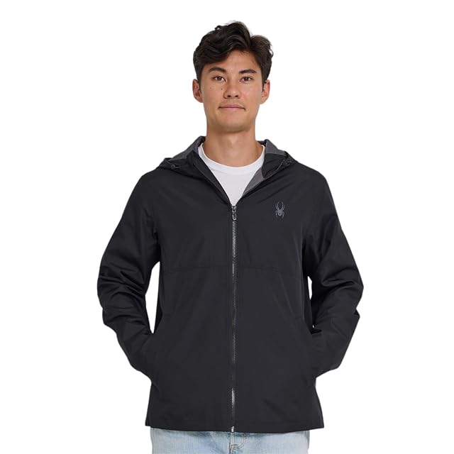 Spyder Packable Rain Jacket Men Water Resistant Windbreaker with Hood Lightweight Rain Coat Slicker Travel Golf Fishing